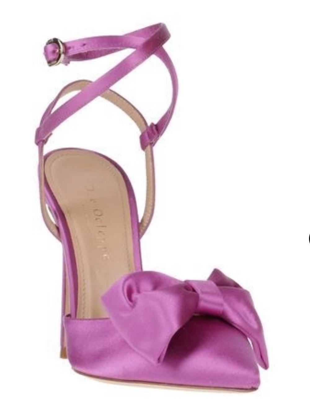 DEE OCLEPPO Satin Pointed-Toe Ankle-Strap Pump in Magenta - Picture 3 of 5